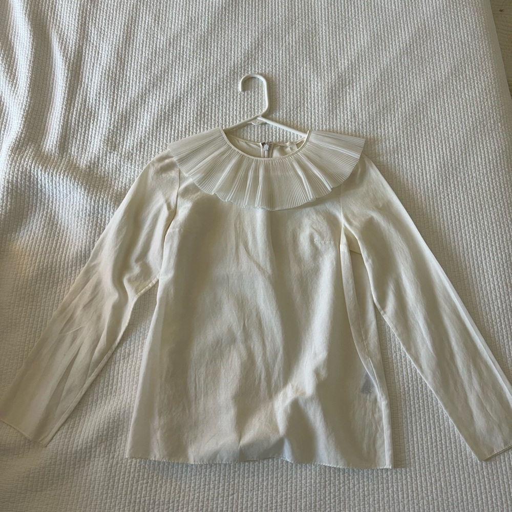 Cos white pleated collar top